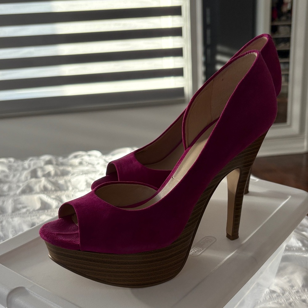 INC International Concepts Magenta Peep-Toe Heels